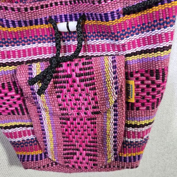 PINZON Handwoven Mini Backpack Boho Hippie Colorful bag 6X7 Multicolor - Picture 12 of 16